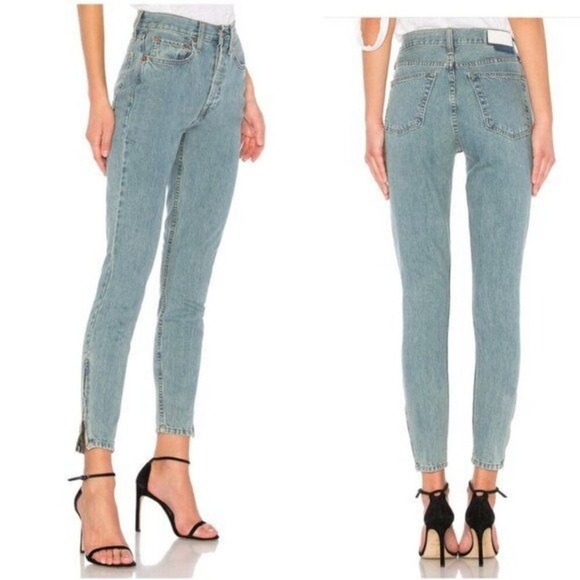 RE/DONE Originals High Rise Ankle Zip Jeans in 90's Wash 180-3WHRZ Size 25 - Picture 1 of 14